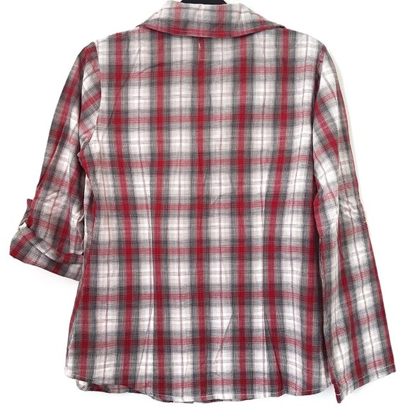 Prototype Red/Gray/White Plaid Collar Top - Size S - Picture 6 of 7